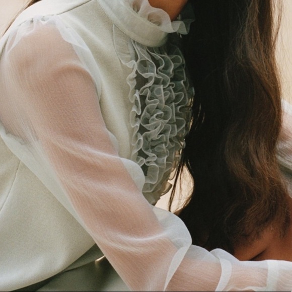 Zara Lace Up Dress Knit Organza Bloggers Favorite - Picture 6 of 7